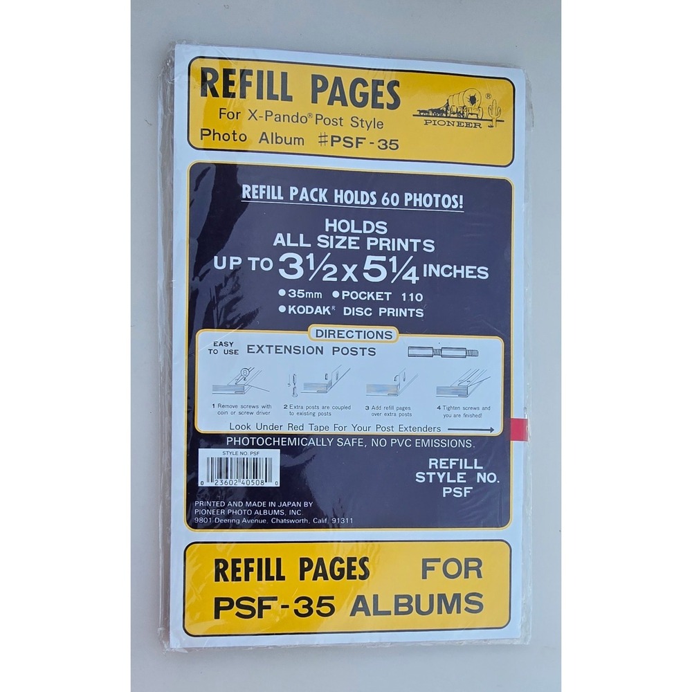 Pioneer PSF Refill‎ Pages for X-Pando Post Photo Album PSF-35 Holds 60 3.5x5.25